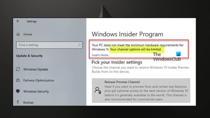 Windows Insider – Your Channel options will be limited