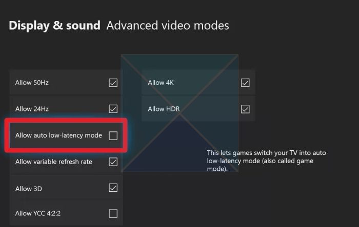 Xbox Low Latency Mode