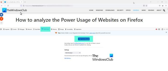 analyze the Power Usage of Websites on Firefox