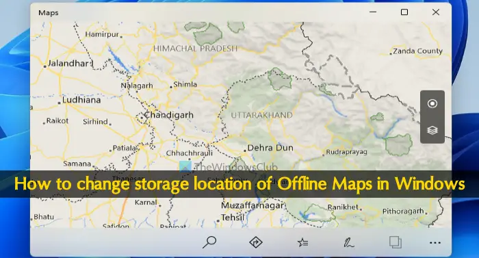 change storage location offline maps in windows
