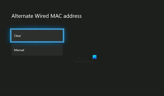 Clear Alternate MAC Address