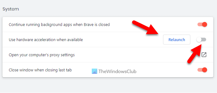 How to disable hardware acceleration in Brave browser