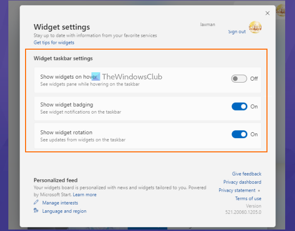 enable new widget settings windows 11