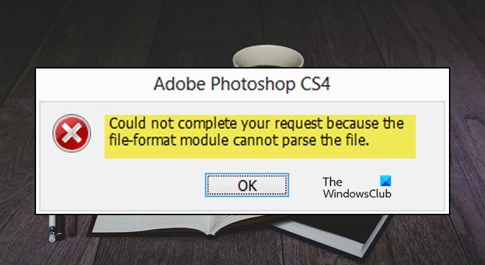 File format module cannot parse the file in Adobe Photoshop