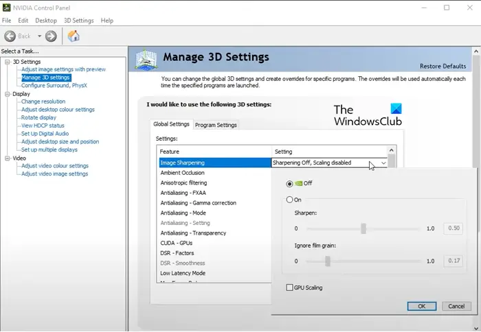 Configure 'best' Settings for Forspoken game on PC - Image Sharpening