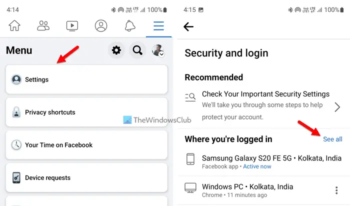 How to log out of Facebook account on all devices
