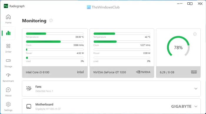 Radiograph app will monitor PC Temperature, Power & Performance