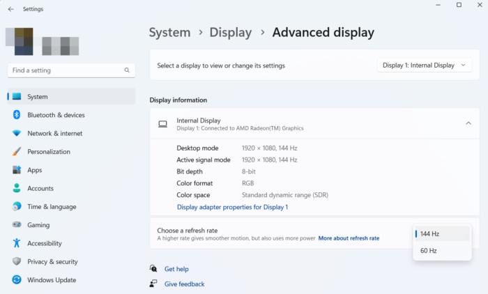 Increase Refresh Rate of Monitor