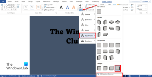 How to create a 3D text effect in Word