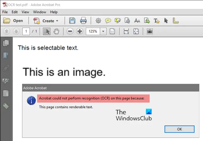 Adobe OCR not recognizing text