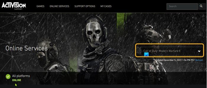 Check Modern Warfare II server status