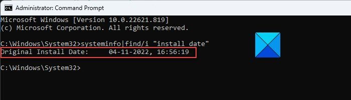 Checking OS install date on Windows PC