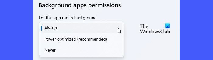 Checking background app permissions