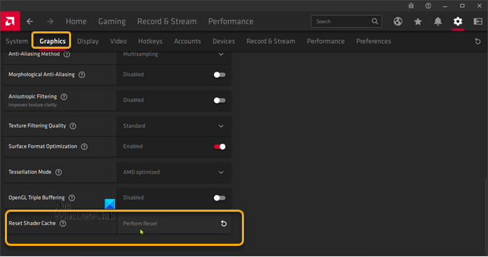 Clear the graphics card cache - AMD