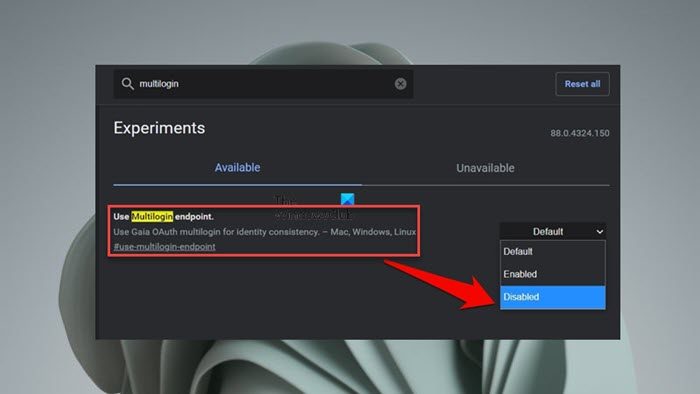 Disable the Use Multilogin endpoint flag