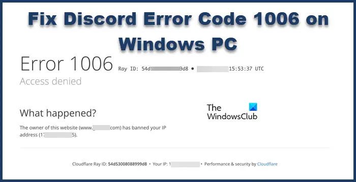 Discord Error Code 1006 on Windows PC