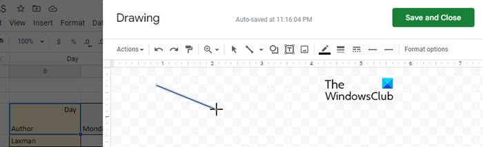 Drawing a diagonal line in Google Sheets