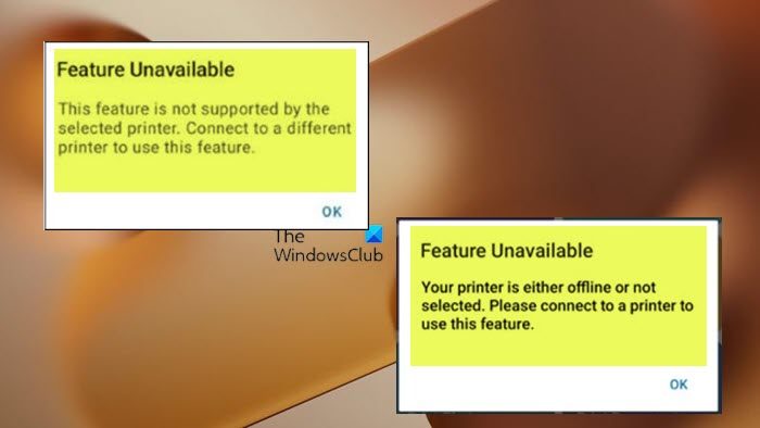 Feature Unavailable — HP Smart app error