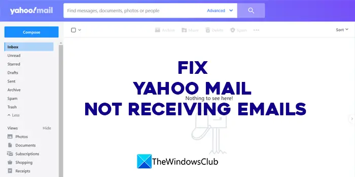 Yahoo Mail not sending or receiving emails