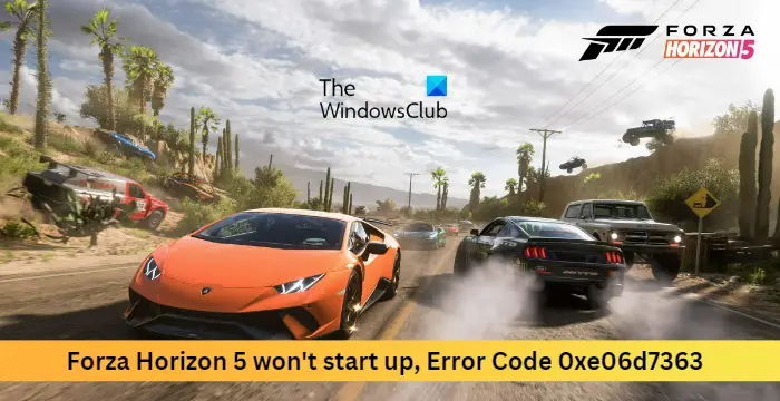 Forza Horizon 5 won't start up, Error Code 0xe06d7363