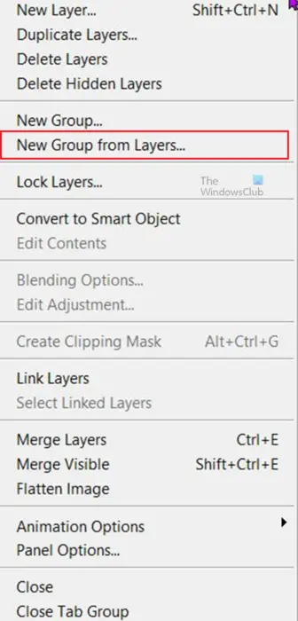 How to place one image into multiple texts in Photoshop - New group from layers