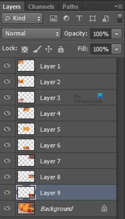 How to turn a photo into a collage in Photoshop - Layers panel view with cuts