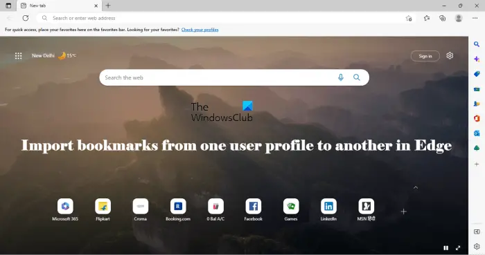 Import bookmarks from one profile to another Edge