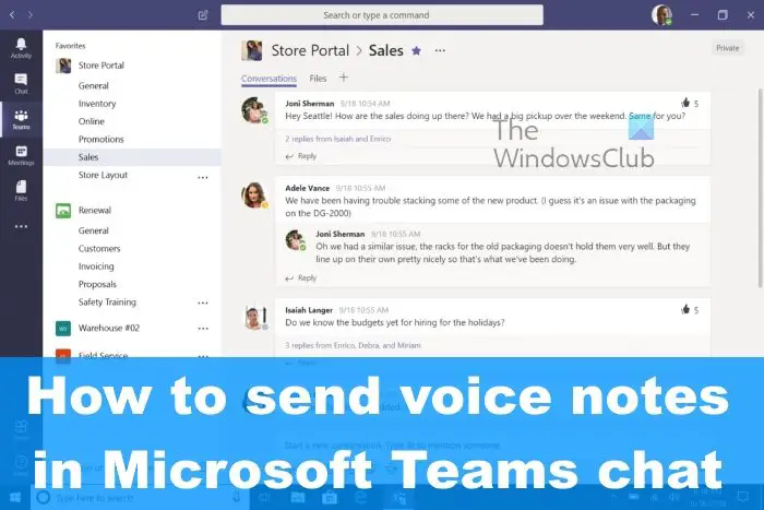 How to send voice notes in Microsoft Teams chat