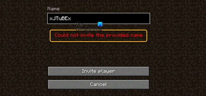 Minecraft Realms — Could not invite the provided name