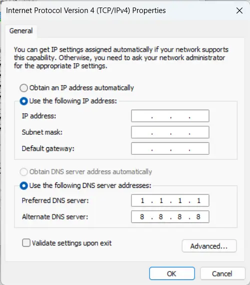 Modify DNS Settings