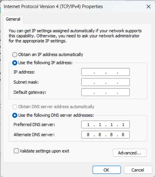 Ändern Sie Die Dns-Einstellungen