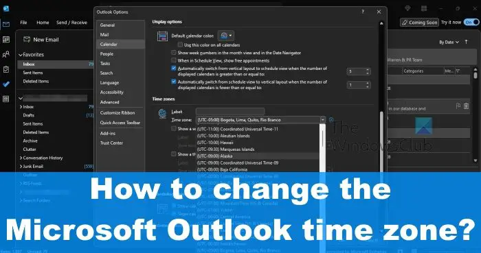 How to change Time Zone in Outlook