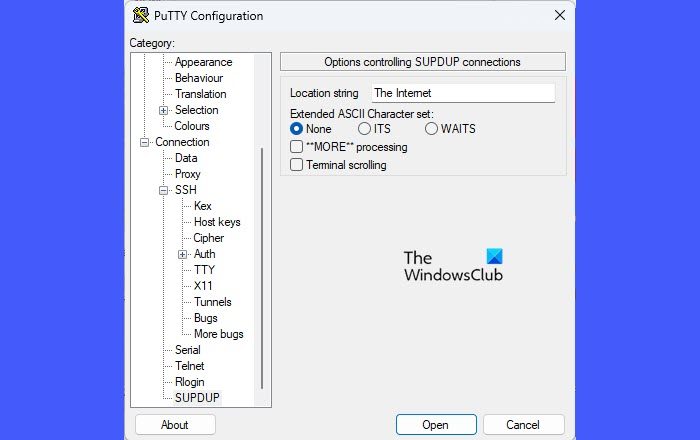 Putty terminal emulator for Windows