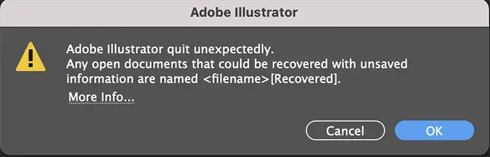Recovering Illustrator files after a crash - Quit error