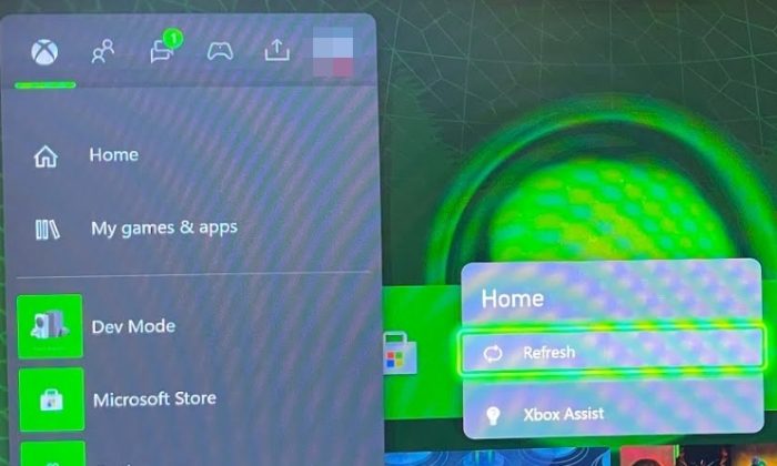 Refresh Xbox Home screen