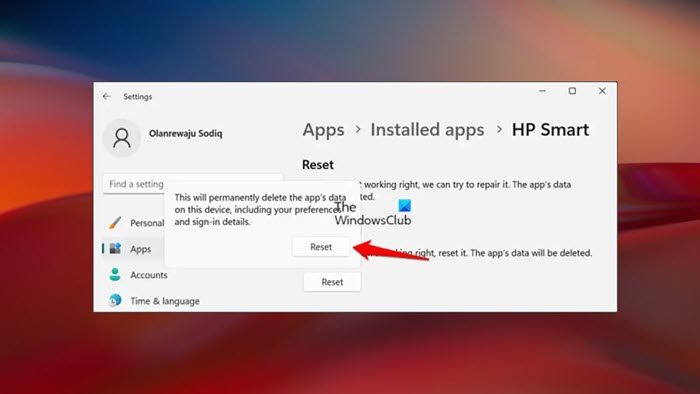 Repair or Reset the HP Smart app