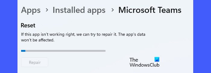 Repairing Microsoft Teams App