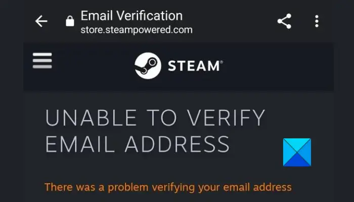 Steam unable to verify email address