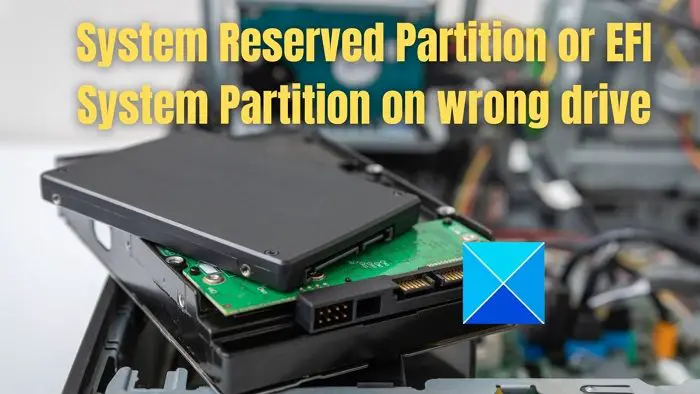 System Reserved Partition or EFI System Partition on wrong drive