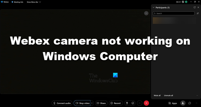 Webex camera not working on Windows PC