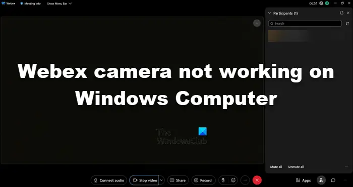 Webex camera not working on Windows PC