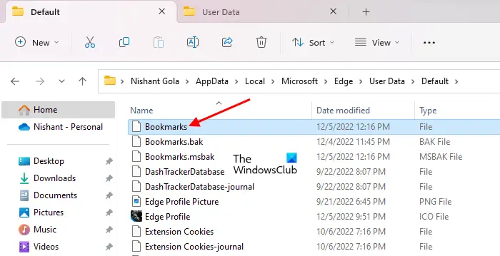 Where are Microsoft Edge bookmarks stored