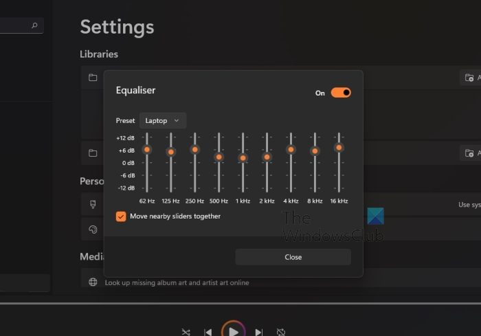 Windows Media Player Equalizer