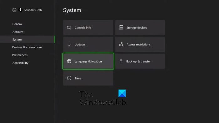 Xbox Settings Language and Location