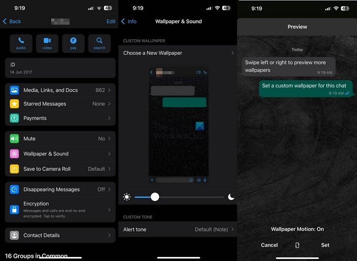 Как изменить обои группового чата в WhatsApp iPhone Изменить обои