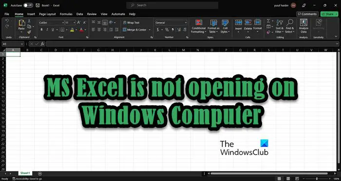 MS Excel is not opening on Windows Computer