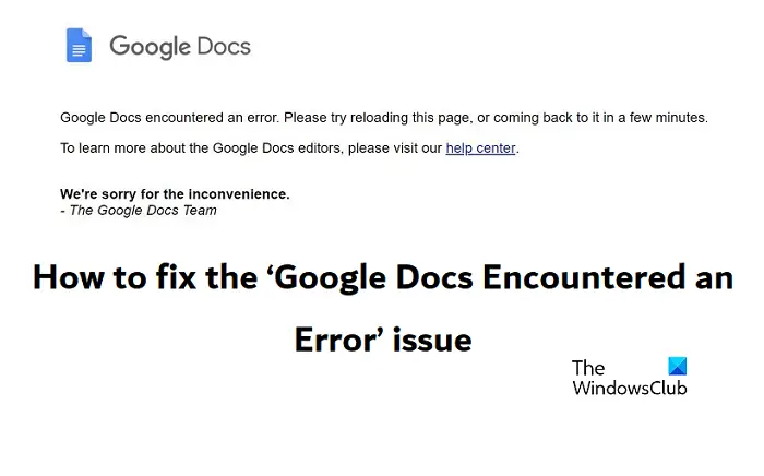 Google Docs Encountered an Error