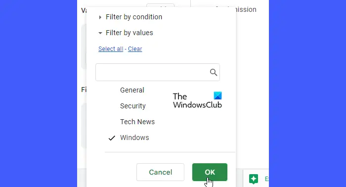 Applying filters to the pivot table
