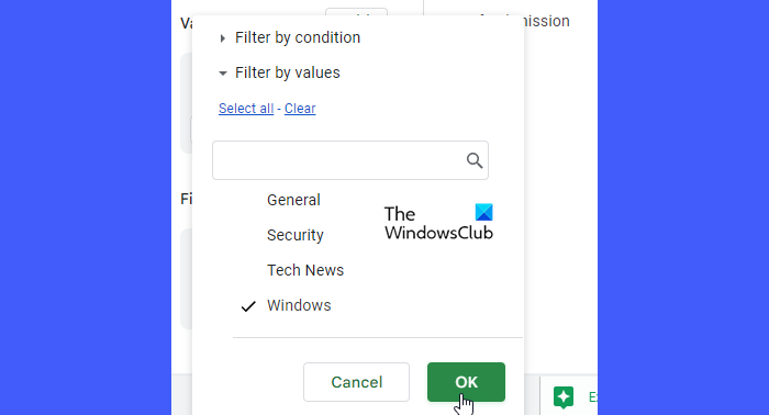 Applying filters to the pivot table Applying filters to the pivot table