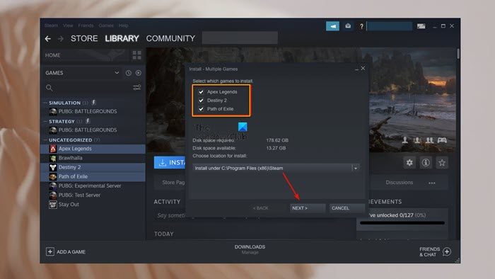 Bulk or batch install multiple games at once in Steam
